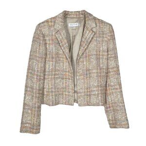 Garfield & Marks Tweed Tan & Pastel Open Blazer Size 6